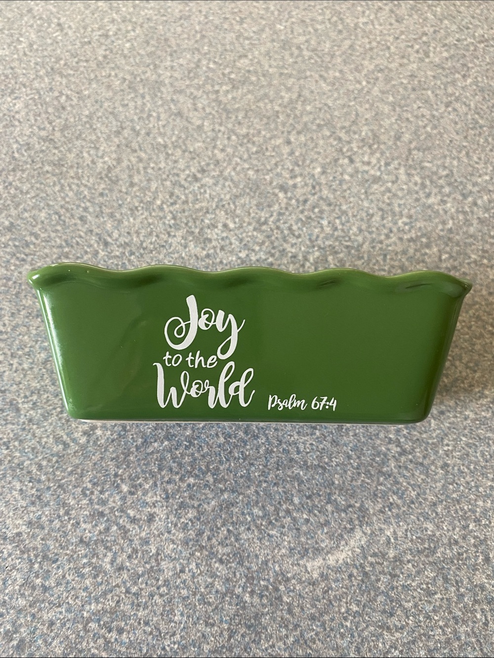 Joy To The World Green Ceramic Mini Loaf Dish for baking